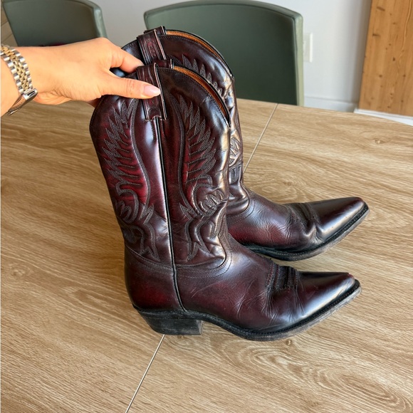 Boulet Shoes - Ruby Red Vintage Leather Cowboy boots